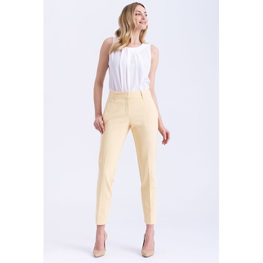 Eleganckie spodnie damskie z kantką żółte ze sklepu 5.10.15 w kategorii Spodnie damskie - zdjęcie 170469788