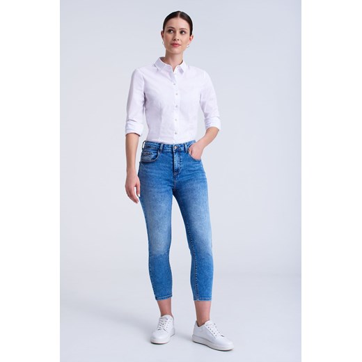 Spodnie jeansowe damskie rybaczki slim fit niebieskie ze sklepu 5.10.15 w kategorii Jeansy damskie - zdjęcie 170469855