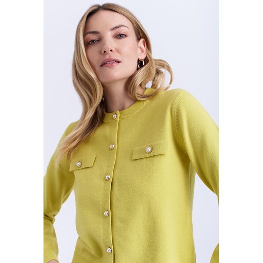 Sweter damski Greenpoint żółty z okrągłym dekoltem casual 