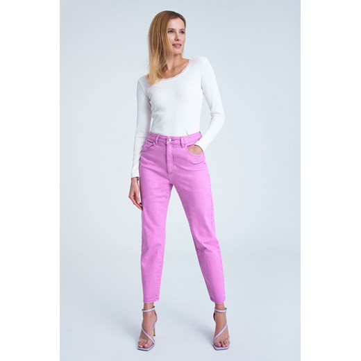 Spodnie jeansowe damskie mom fit różowe ze sklepu 5.10.15 w kategorii Jeansy damskie - zdjęcie 170469888