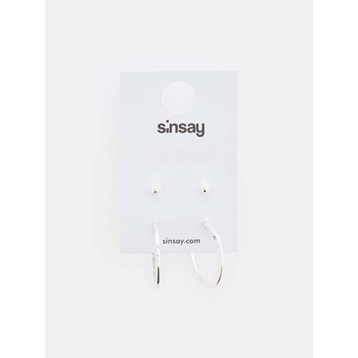 Sinsay - Kolczyki 2 pack - srebrny Sinsay Jeden rozmiar Sinsay