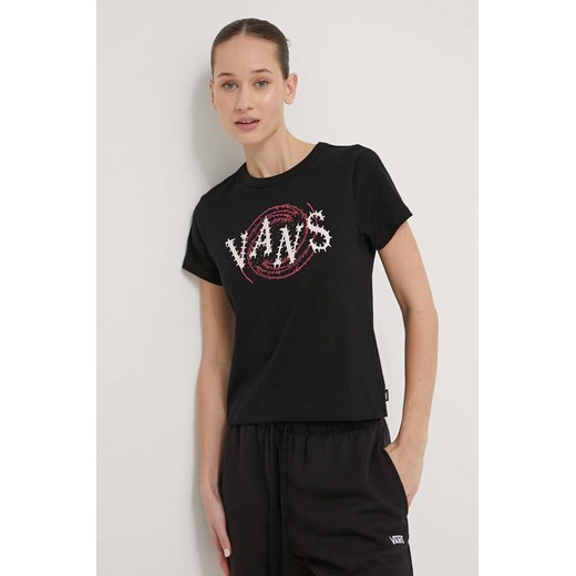 Vans t-shirt bawełniany damski kolor czarny ze sklepu ANSWEAR.com w kategorii Bluzki damskie - zdjęcie 170471567