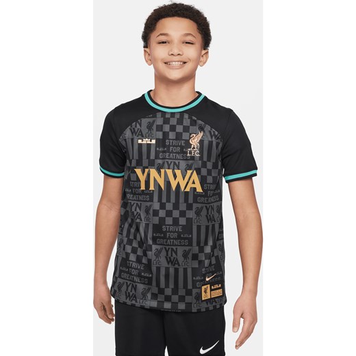Koszulka piłkarska dla dużych dzieci Nike Dri-FIT LeBron x Liverpool F.C. Stadium (replika) - Czerń ze sklepu Nike poland w kategorii T-shirty chłopięce - zdjęcie 170473039