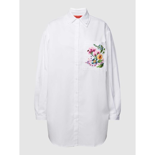 Koszula damska Max & Co. w kwiaty z kołnierzykiem biała 