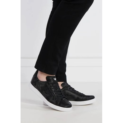 Buty sportowe męskie Emporio Armani czarne z tkaniny jesienne sznurowane 