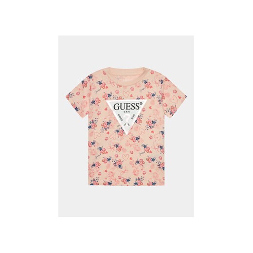 Guess T-Shirt K4RI15 K6YW3 Beżowy Regular Fit ze sklepu MODIVO w kategorii Bluzki dziewczęce - zdjęcie 170477016