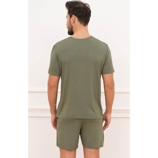 Piżama męska khaki na krótki rękaw i z krótkimi spodniami Dallas, Kolor khaki, Rozmiar S, Italian Fashion ze sklepu Intymna w kategorii Piżamy męskie - zdjęcie 170480058