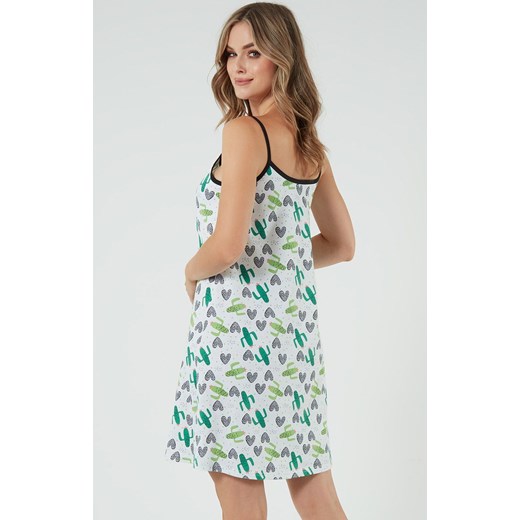 Koszula nocna damska na wąskie ramiączko Picos, Kolor biały-wzór, Rozmiar S, Italian Fashion ze sklepu Intymna w kategorii Koszule nocne - zdjęcie 170480105