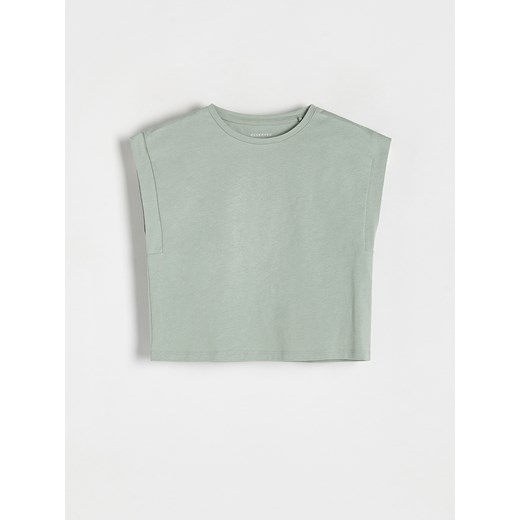 Reserved - Bawełniana bluzka - oliwkowy ze sklepu Reserved w kategorii Bluzki dziewczęce - zdjęcie 170490295