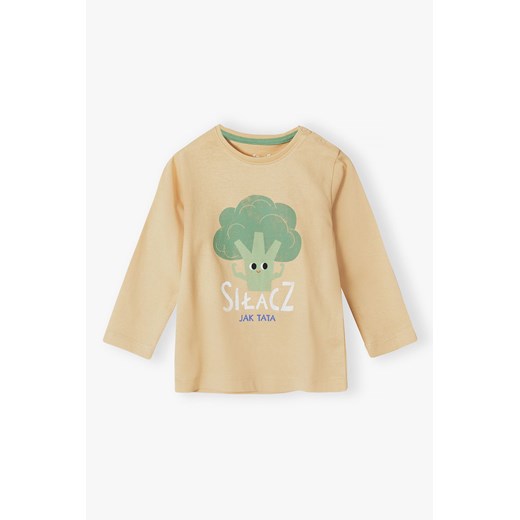Beżowa bawełniana bluzka niemowlęca - SIŁACZ JAK TATA 5.10.15. 92 promocyjna cena 5.10.15