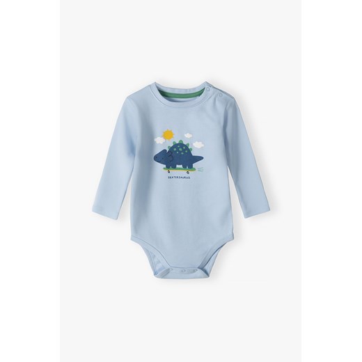 Body niemowlęce z długim rękawem Dino - niebieskie ze sklepu 5.10.15 w kategorii Body niemowlęce - zdjęcie 170493048