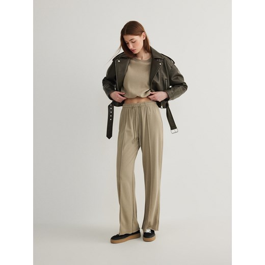 Reserved - Spodnie z szerokimi nogawkami - zielony Reserved XS Reserved