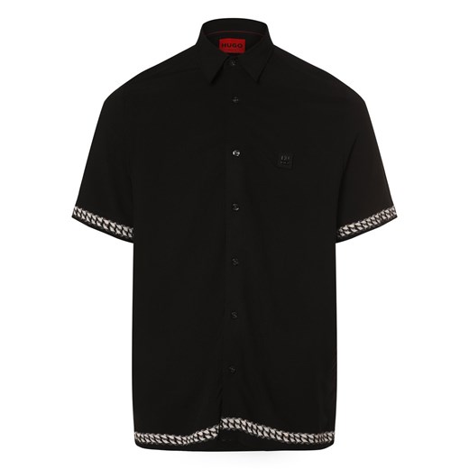 HUGO Koszula męska - Ebor Mężczyźni Regular Fit wiskoza czarny jednolity ze sklepu vangraaf w kategorii Koszule męskie - zdjęcie 170494146