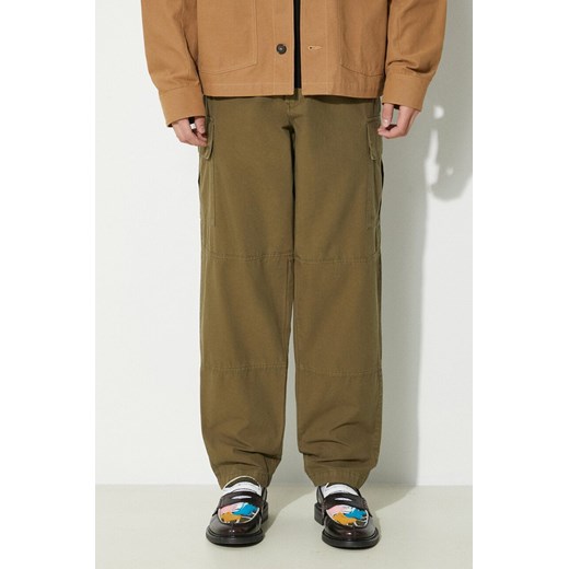 Barbour spodnie bawełniane kolor zielony w fasonie cargo ze sklepu PRM w kategorii Spodnie męskie - zdjęcie 170502795