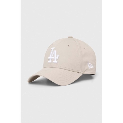 New Era czapka z daszkiem bawełniana kolor beżowy z aplikacją LOS ANGELES DODGERS ze sklepu PRM w kategorii Czapki z daszkiem damskie - zdjęcie 170503137