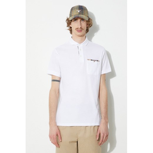 Barbour polo bawełniane Corpatch Polo kolor biały gładki MML1071 ze sklepu PRM w kategorii T-shirty męskie - zdjęcie 170503408