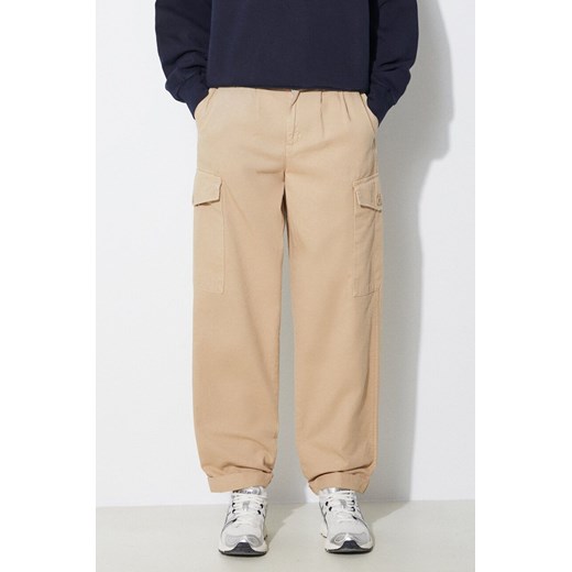 Carhartt WIP spodnie bawełniane Collins Pant kolor beżowy fason cargo high waist I029789.1YAGD ze sklepu PRM w kategorii Spodnie damskie - zdjęcie 170503428