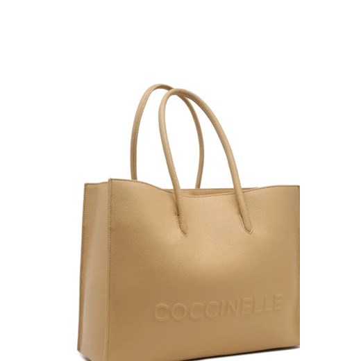 Beżowa shopper bag Coccinelle skórzana matowa 