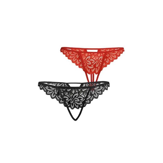 2-pack koronkowe stringi otwartym krokiem Losi 3112, Kolor czarno-czerwony, Rozmiar L/XL, Teyli ze sklepu Intymna w kategorii Majtki damskie - zdjęcie 170504459