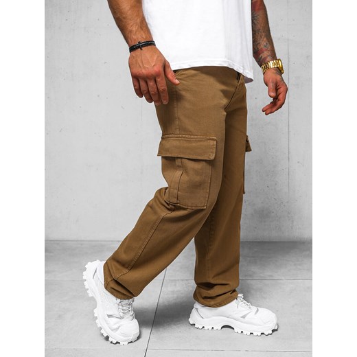 Spodnie jeansowe męskie wide leg brązowe OZONEE DO/4001 ze sklepu ozonee.pl w kategorii Spodnie męskie - zdjęcie 170504809