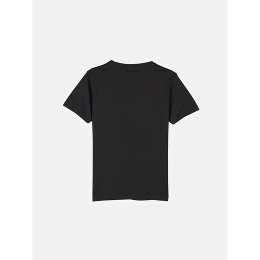 T-shirt chłopięce Gate czarny z krótkim rękawem bawełniany w nadruki 