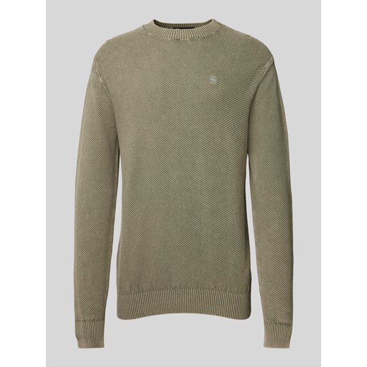 Sweter z dzianiny z wyhaftowanym logo model ‘Moss’ ze sklepu Peek&Cloppenburg  w kategorii Swetry męskie - zdjęcie 170512517