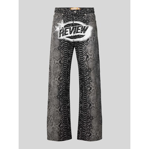 Jeansy o kroju baggy fit z nadrukiem z logo Review 30 wyprzedaż Peek&Cloppenburg 