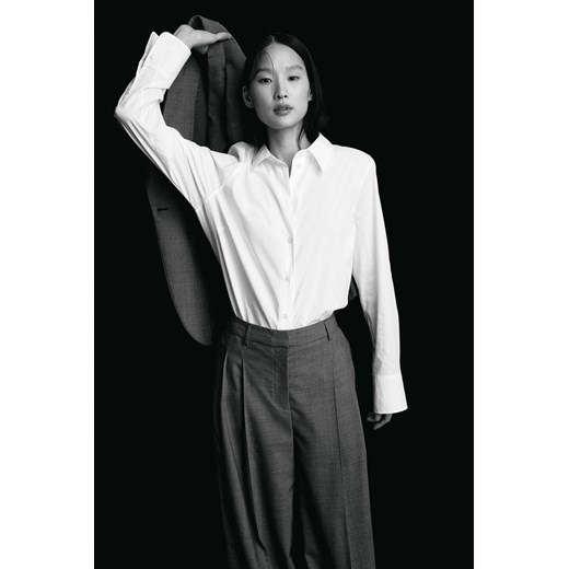 H & M - Koszula z domieszką bawełny - Biały H & M XL H&M