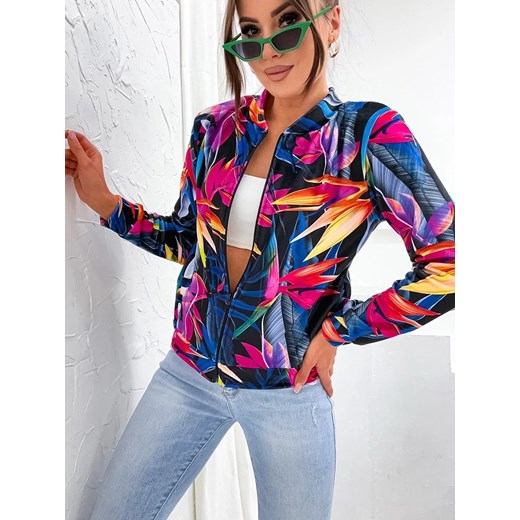 Welurowa bluza typu bomber czarna-wielokolorowa (707S) Goodlookin.pl L (40) goodlookin.pl