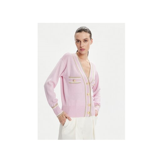 Luisa Spagnoli Kardigan Minimal 58209 Różowy Regular Fit ze sklepu MODIVO w kategorii Swetry damskie - zdjęcie 170518765