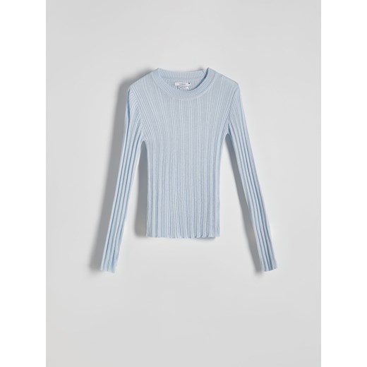 Reserved - Dzianinowa bluzka z wiskozy - jasnoniebieski ze sklepu Reserved w kategorii Bluzki damskie - zdjęcie 170521848