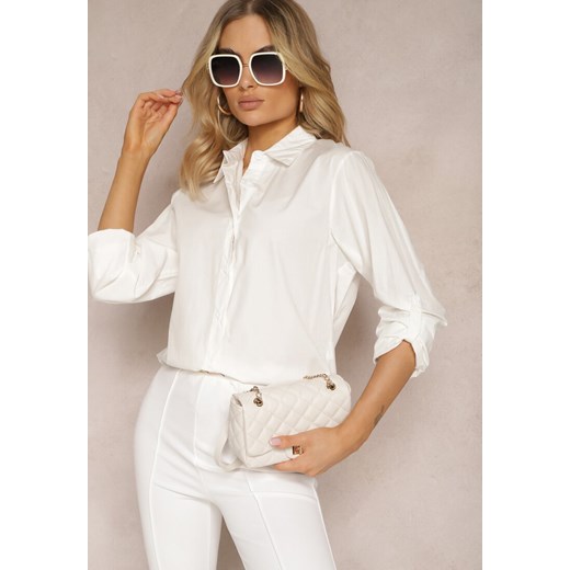 Biała Klasyczna Koszula z Długimi Rękawami z Możliwością Podwinięcia Brennadia ze sklepu Renee odzież w kategorii Koszule damskie - zdjęcie 170523177