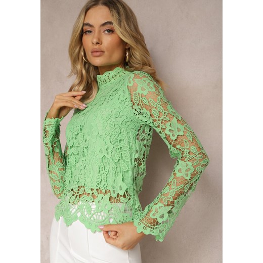 Zielona Bluzka Koronkowa Rissanen ze sklepu Renee odzież w kategorii Bluzki damskie - zdjęcie 170523248