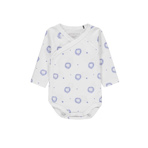 Body chłopięce kopertowe długi rękaw, białe z niebieskim nadrukiem, Bellybutton ze sklepu 5.10.15 w kategorii Body niemowlęce - zdjęcie 170524229