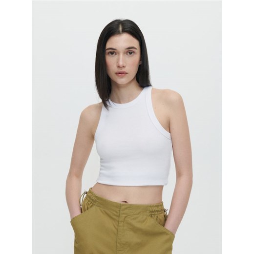 Krótki top bez rękawów biały House XL okazja House