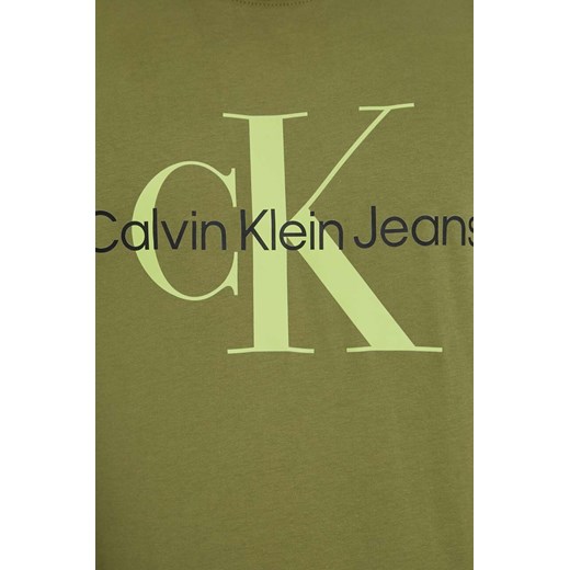 Calvin Klein Jeans t-shirt bawełniany kolor zielony z nadrukiem XXL ANSWEAR.com