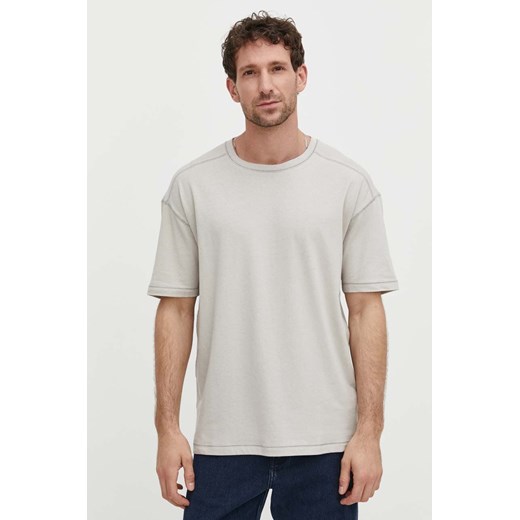 Samsoe Samsoe t-shirt lniany SAGREG kolor szary gładki M24100072 ze sklepu ANSWEAR.com w kategorii T-shirty męskie - zdjęcie 170527397
