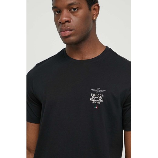Aeronautica Militare t-shirt bawełniany męski kolor czarny z aplikacją TS2062J592 ze sklepu ANSWEAR.com w kategorii T-shirty męskie - zdjęcie 170527417