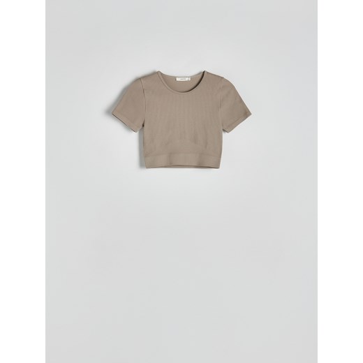 Reserved - T-shirt w prążek - brązowy Reserved M/L Reserved