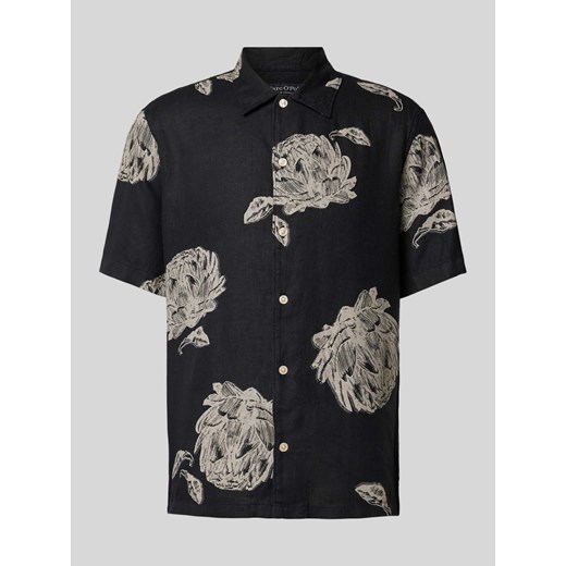 Koszula lniana o kroju regular fit z nadrukiem z motywem ze sklepu Peek&Cloppenburg  w kategorii Koszule męskie - zdjęcie 170529887