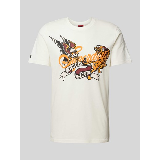 T-shirt z nadrukiem z motywem i napisem model ‘TATTOO SCRIPT’ ze sklepu Peek&Cloppenburg  w kategorii T-shirty męskie - zdjęcie 170530367