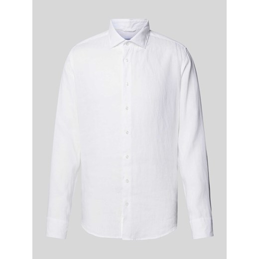 Koszula lniana o kroju slim fit z kołnierzykiem typu kent ze sklepu Peek&Cloppenburg  w kategorii Koszule męskie - zdjęcie 170530685
