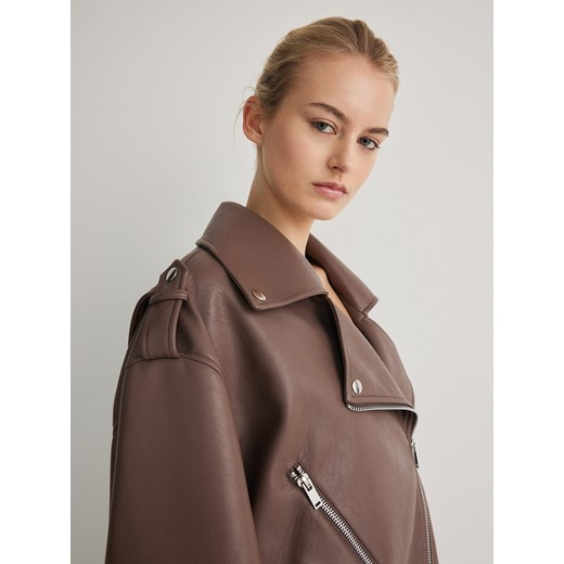 Reserved - Kurtka oversize z imitacji skóry - brązowy Reserved S Reserved