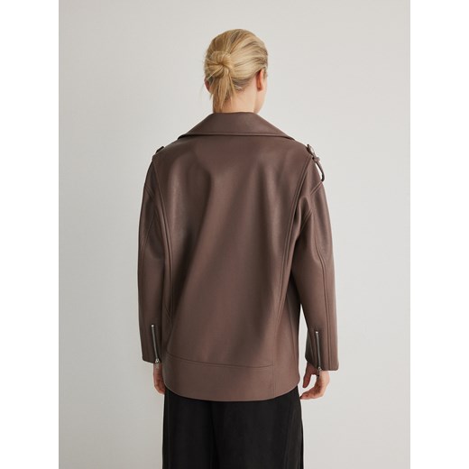 Reserved - Kurtka oversize z imitacji skóry - brązowy Reserved M Reserved