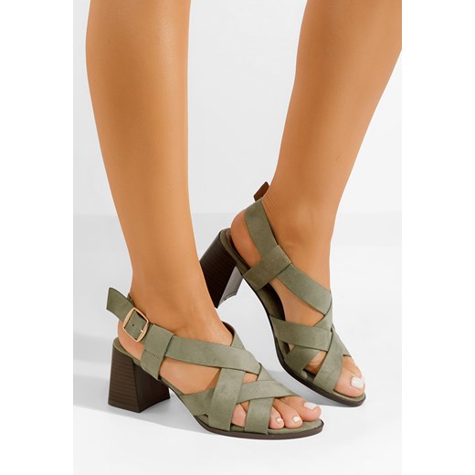 Zielone sandały na słupku Soley ze sklepu Zapatos w kategorii Sandały damskie - zdjęcie 170534699