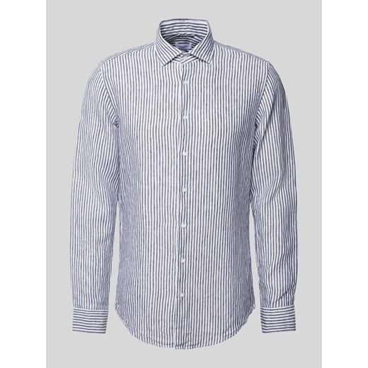 Koszula biznesowa o kroju slim fit z lnu ze wzorem w paski ze sklepu Peek&Cloppenburg  w kategorii Koszule męskie - zdjęcie 170535156