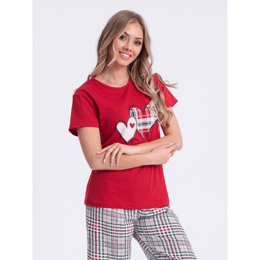 Piżama damska 278ULR - czerwona ze sklepu Edoti w kategorii Piżamy damskie - zdjęcie 170535535