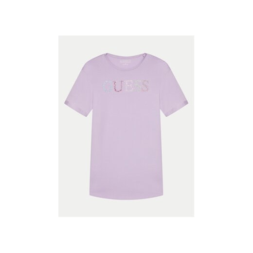 Guess T-Shirt J4GI38 J1314 Fioletowy Regular Fit ze sklepu MODIVO w kategorii Bluzki dziewczęce - zdjęcie 170543837