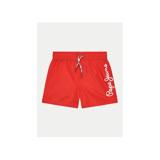Pepe Jeans Szorty kąpielowe Logo Swimshort PBB10329 Czerwony Regular Fit ze sklepu MODIVO w kategorii Kąpielówki chłopięce - zdjęcie 170544095