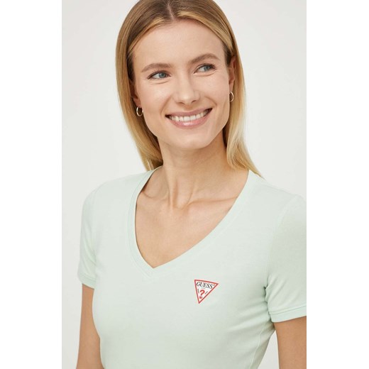 Guess t-shirt damski kolor zielony W2YI45 J1314 ze sklepu ANSWEAR.com w kategorii Bluzki damskie - zdjęcie 170544719